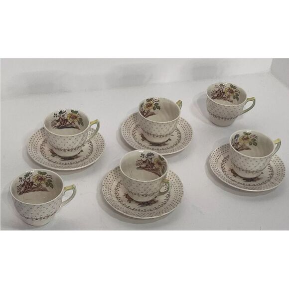 Royal Doulton Grantham Brown 6 Demitasse Espresso Cups and 4 Saucers D547 - Picture 1 of 9